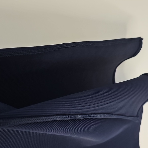 WHBM FORME Rib Bodycon Dress Sophisticated Leisure Elegant Nautical Navy w Tie - Picture 8 of 15